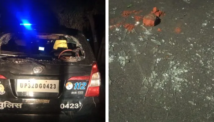 कानपुर कमिश्नरेट लागू होने के बाद भी नहीं थम रही हमले की वारदात, अब पुलिस की कार पर पथराव कर तोड़े शीशे