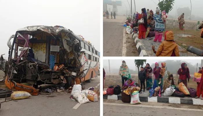 Lucknow Agra Expressway पर Unnao में डीसीएम से टकराई डबल डेकर बस, चार की मौत, दर्जन भर घायल
