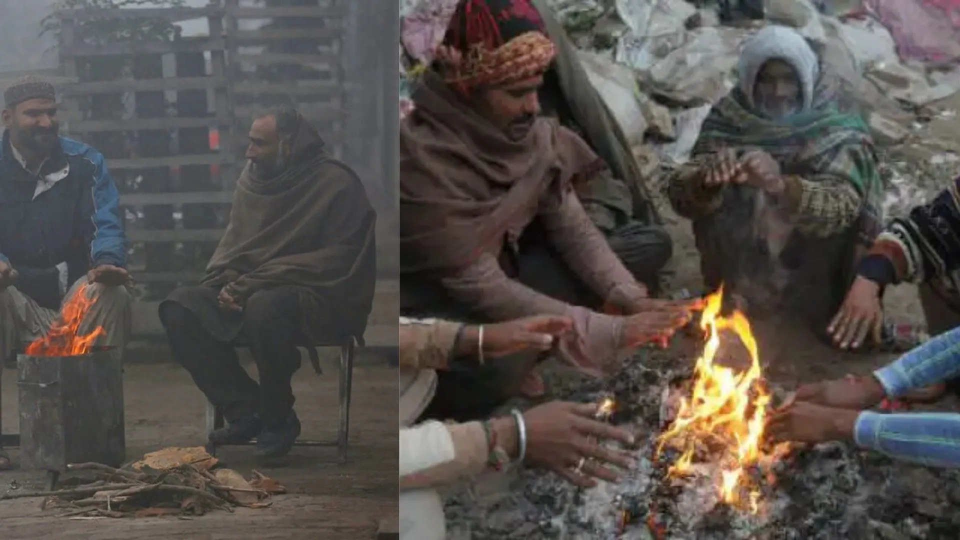 बरेली: कड़ाके की ठंड में अलाव के अभाव में लकड़ी और कूड़ा बीनकर ताप रहे आग