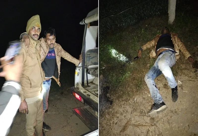 रामपुर : पुलिस और गौ-तस्करों के बीच मुठभेड़, पैर में गोली लगने से दो बदमाश घायल 