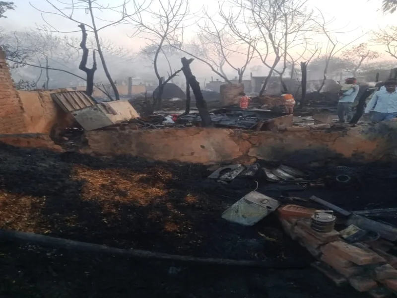 हरदोई में बड़ा हादसा: आग लगने से 86 घर राख, कई मवेशी जिन्दा जले 