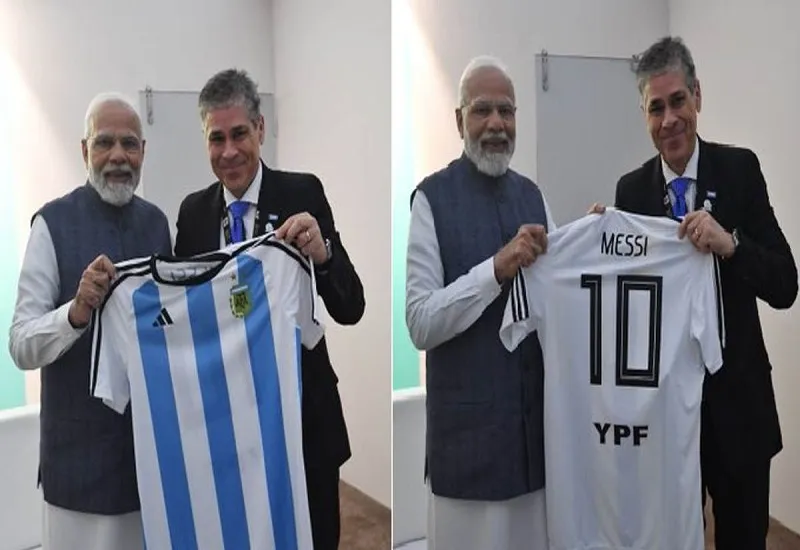पीएम मोदी को गिफ्ट में मिली Lionel Messi की जर्सी, अर्जेंटीना की पेट्रोलियम कंपनी YPF के अध्यक्ष ने तोहफे में दी