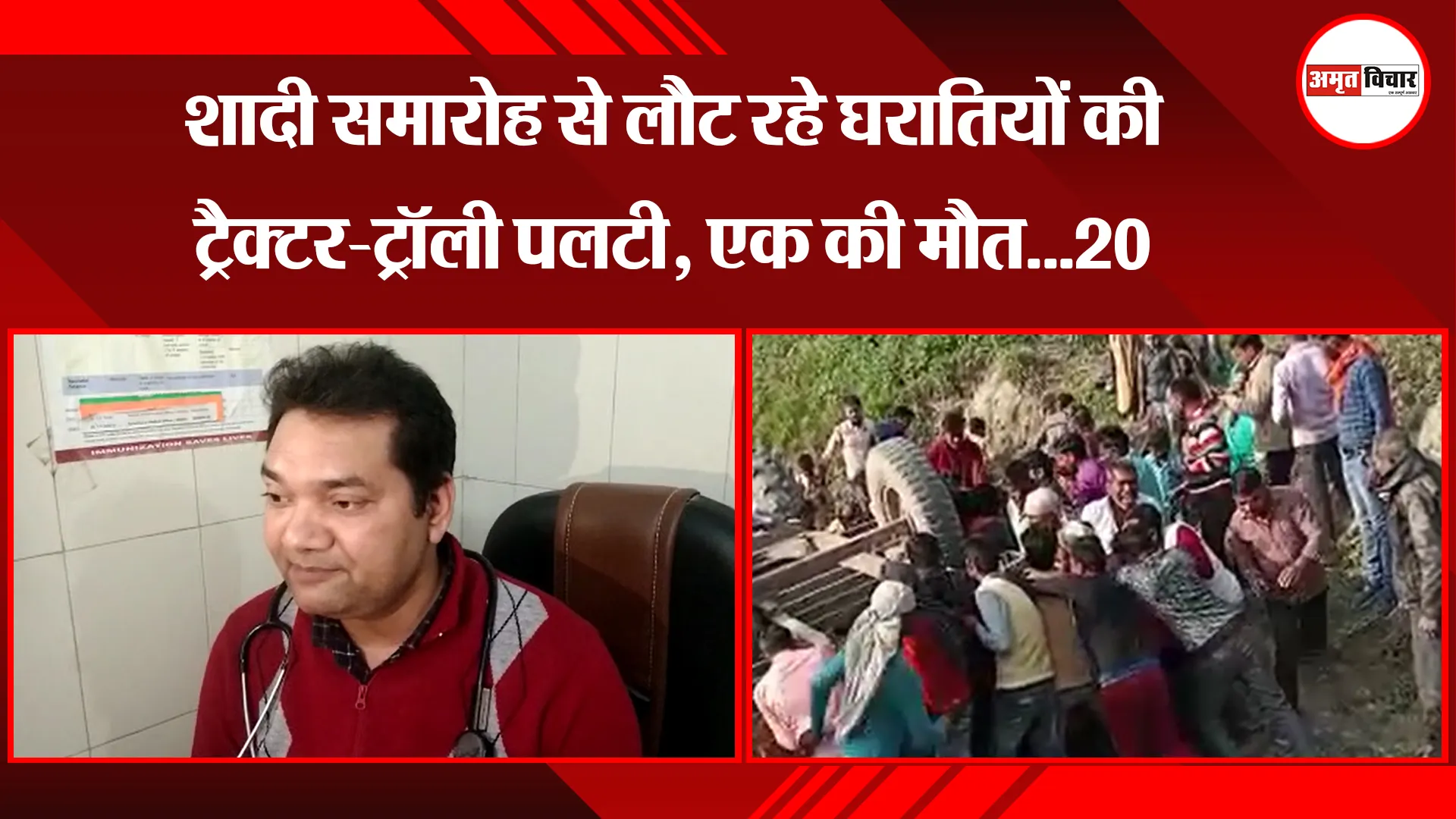 पीलीभीत: शादी समारोह से लौट रहे घरातियों की ट्रैक्टर-ट्रॉली पलटी, एक की मौत...20 घायल