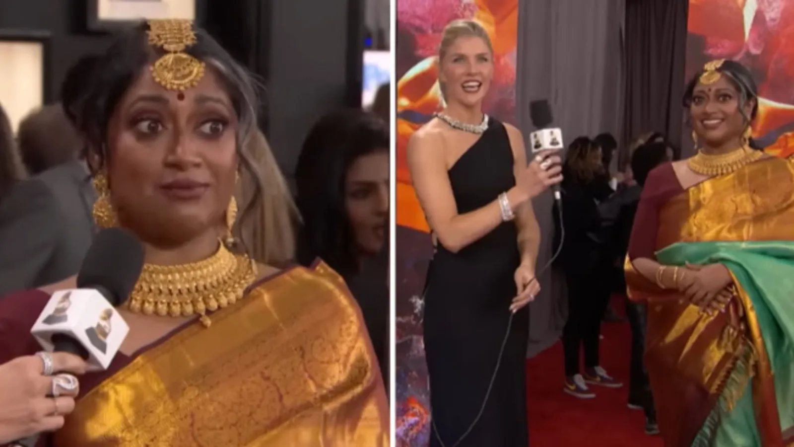 Grammy Awards : कांजीवरम साड़ी पहनकर पहुंचीं भारत की Annette Philip, देखिए VIDEO