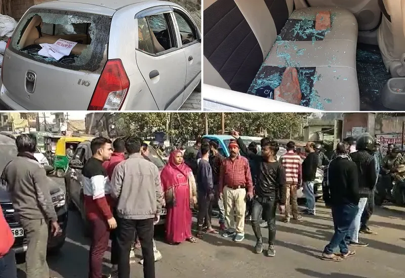 मुरादाबाद : घरों के बाहर खड़ी गाड़ियों के शीशे तोड़े, विरोध में लोगों ने लगाया जाम