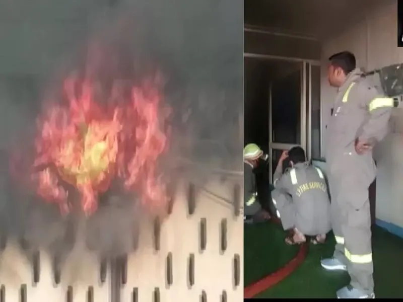अलीगढ़: शॉट सर्किट से स्टेट बैंक में लगी आग, दमकल की छह गाड़ियां मौजूद