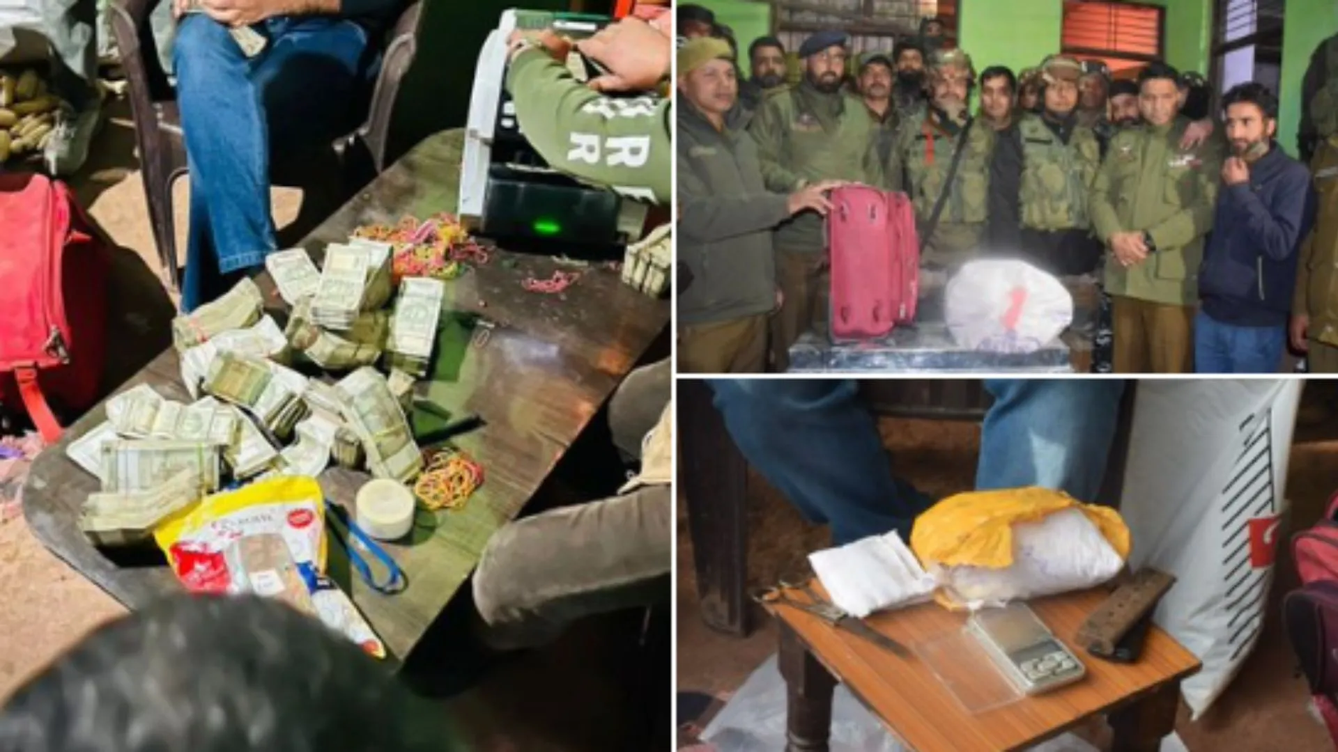 इंडियन आर्मी ने एक घर से 2 करोड़ रुपए से अधिक की भारतीय और विदेशी मुद्रा सहित लगभग 7 Kg नशीले पदार्थ बरामद किए