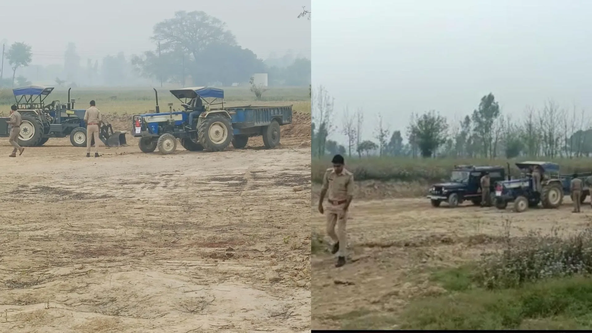 बरेली: पुलिस ने ट्रैक्टर ट्रॉली और एक लोडर को अवैध खनन करते हुए पकड़ा