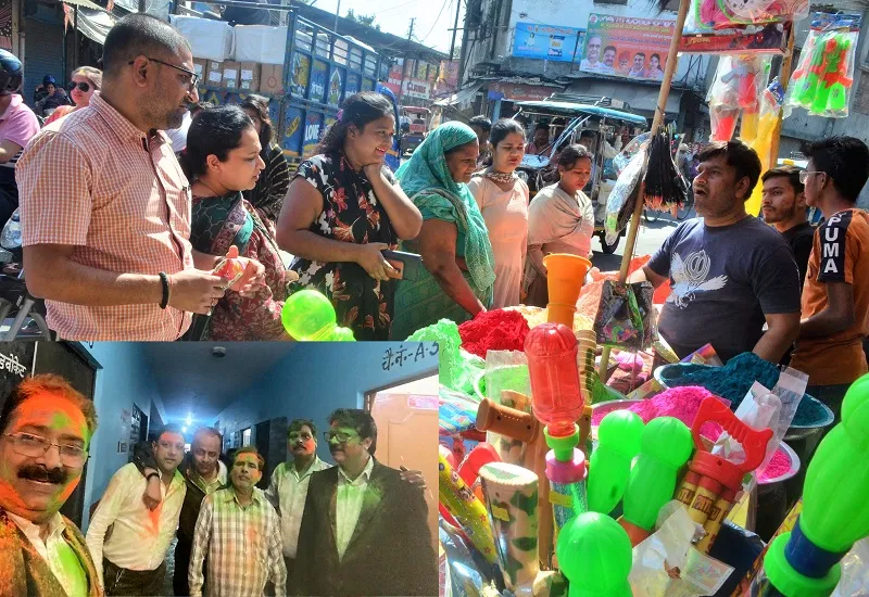 मुरादाबाद : बाजार में जमकर खरीदारी, कार्यालयों-स्कूलों में उड़ा अबीर गुलाल