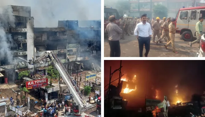 Kanpur Fire: 11 घंटे से लगी आग को नहीं बुझा सकी 55 दमकल की गाड़ियां, अरबों का नुकसान, सेना, पुलिस के अधिकारी मौजूद