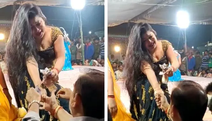 Unnao के इस Video को Social Media पर खूब देख रहे लोग, PHC प्रभारी अपने हाथों से बार बालाओं पर लूटा रहे रुपये 