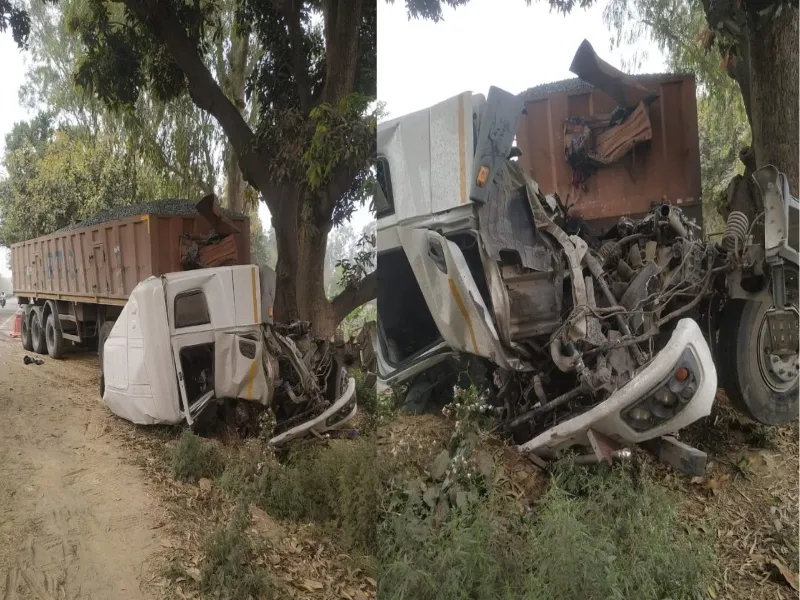 बाराबंकी: सड़क पर खड़े कंटेनर से टकराया दूसरा कंटेनर, चालक और हेल्पर की मौत