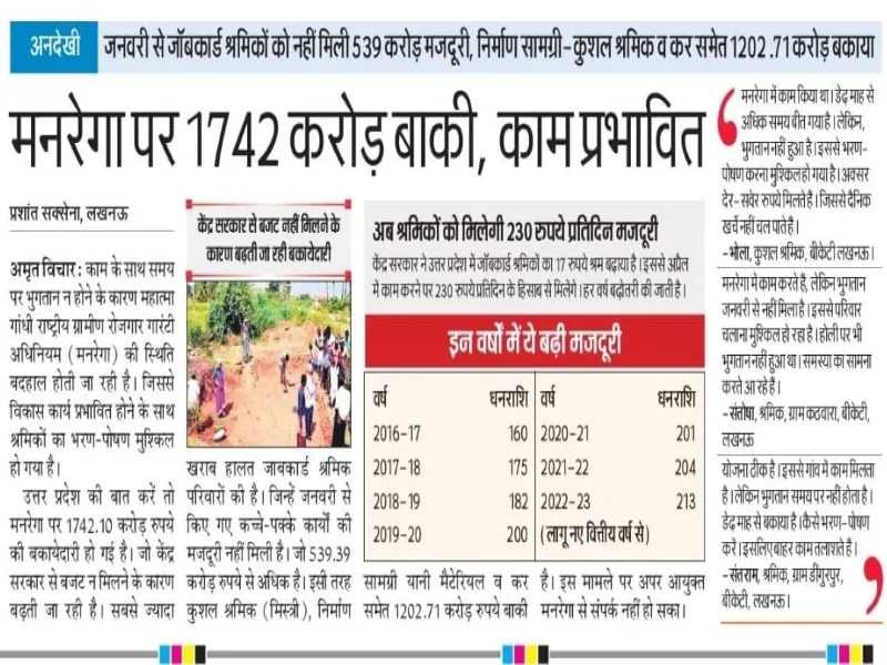 खबर का असर : मनरेगा श्रमिकों के खातों में पहुंचने लगी मजदूरी 