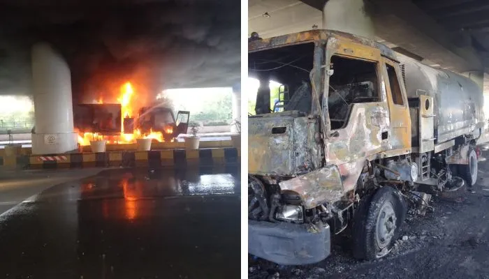 Kanpur Fire: मेट्रो स्टेशन के पास शार्ट सर्किट से डंपर में लगी आग, धू-धू कर जलता देख चालक व परिचालक भाग निकले