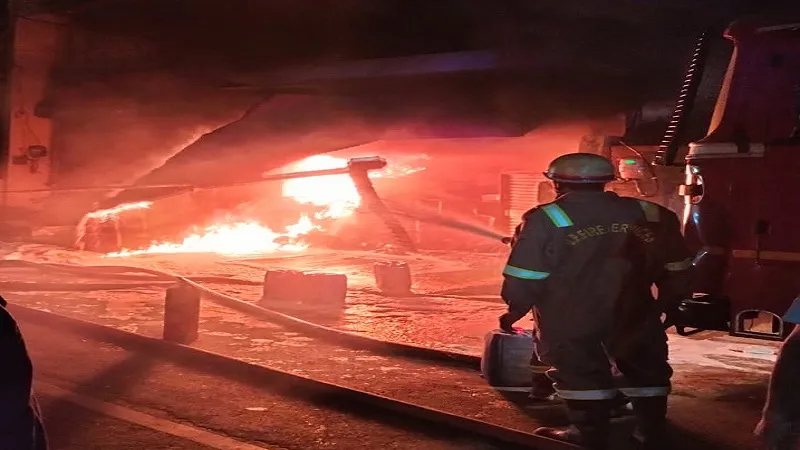 मुरादाबाद : पेंट के गोदाम में लगी आग, कड़ी मशक्कत के बाद फायर ब्रिगेड ने पाया काबू