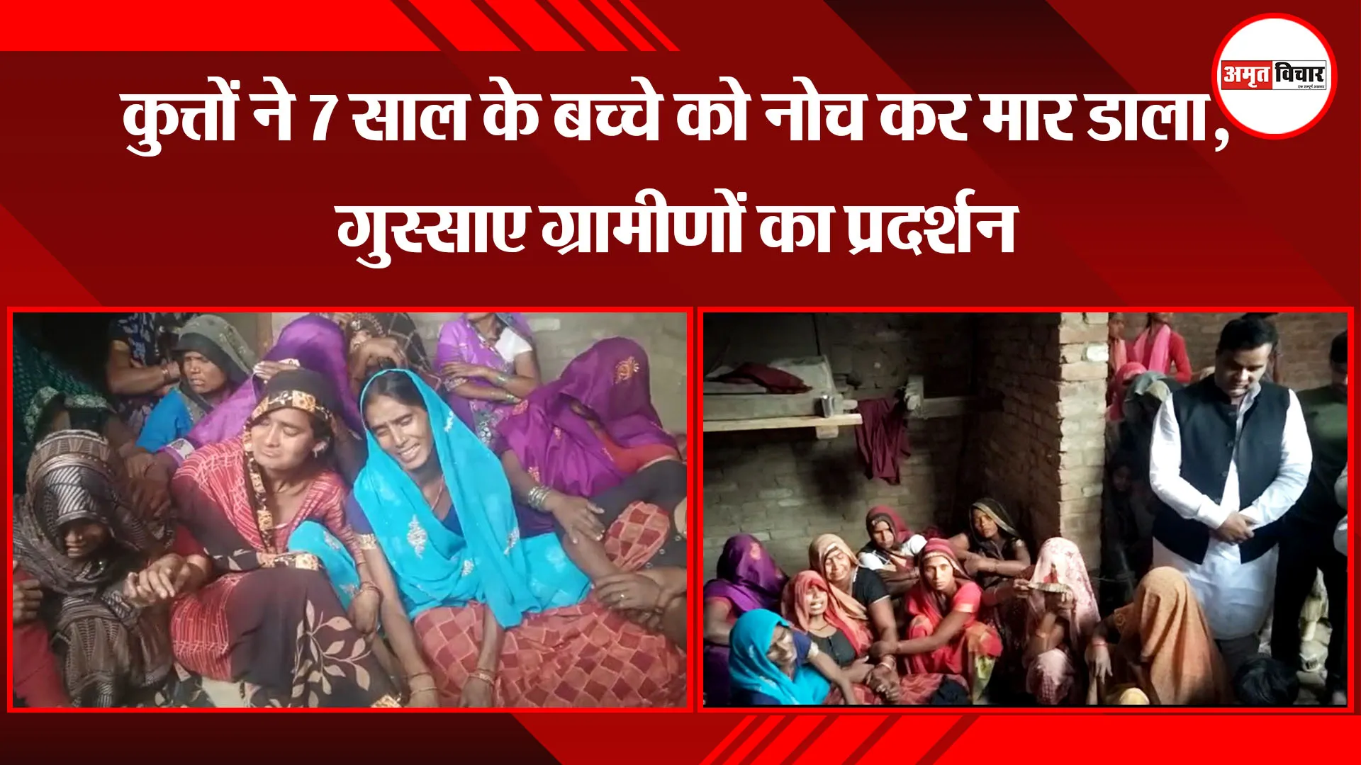 मुरादाबाद: कुत्तों ने 7 साल के बच्चे को नोच कर मार डाला, गुस्साए ग्रामीणों का प्रदर्शन
