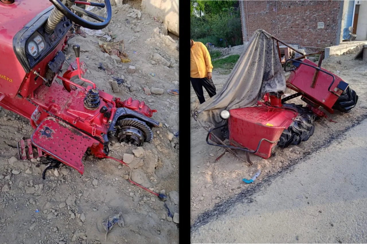 अयोध्या : ट्रक की टक्कर से टुकड़े-टुकड़े हुआ ट्रैक्टर, चालक सुरक्षित