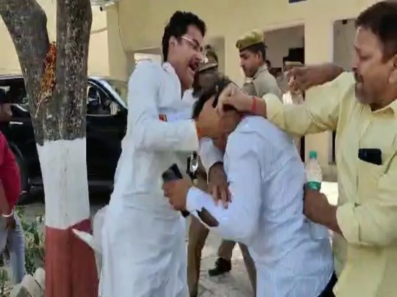 Video : गौरीगंज कोतवाली के अंदर सपा विधायक राकेश प्रताप सिंह ने BJP प्रत्याशी के पति को पीटा