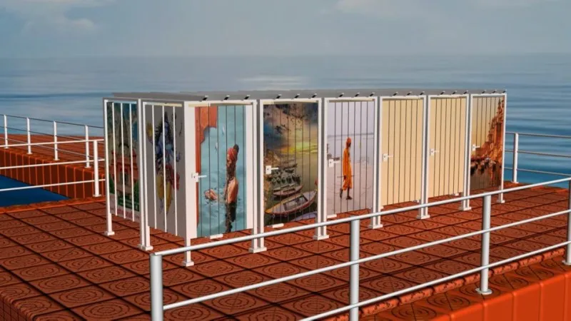 वाराणसी : घाट पर फ्लोटिंग जेटी पर चेंजिंग रूम और लॉकर बनाये जा रहे, मई में पूरा हो जाएगा फ्लोटिंग चेंजिंग रूम