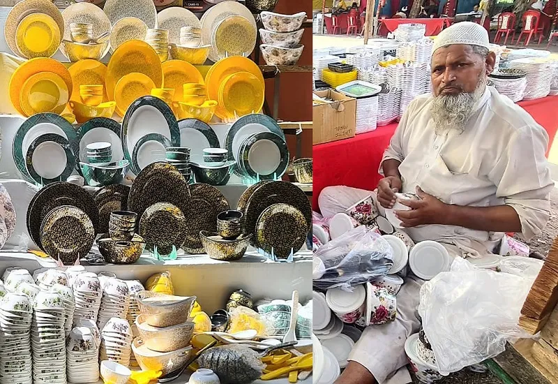 मुरादाबाद : पीतलनगरी में फाइबर मेगामाइट क्रॉकरी का क्रेज, मेरठ के अफजाल ने लगाया है प्रदर्शनी में स्टॉल