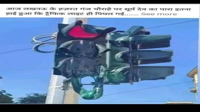 लखनऊ में तेज गर्मी से ट्रैफिक लाइट पिघलने की फोटो हो रही वायरल, जानें पूरा मामला