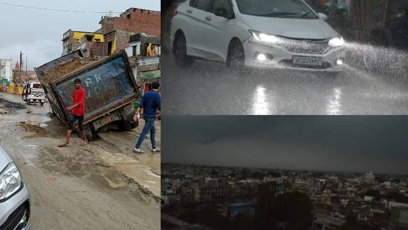 अयोध्या: उमड़े बदरा, गिरी बिजली, तीन घंटे हुई झमाझम बरसात, दोपहर में छाया अंधेरा