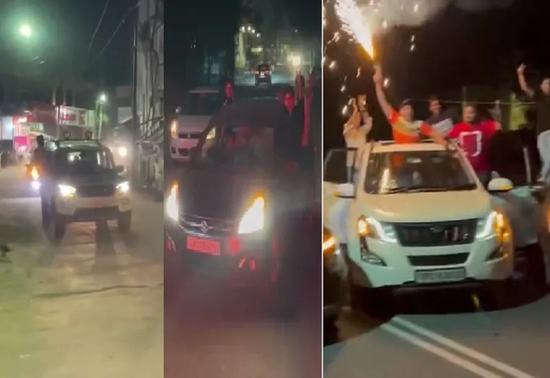 मुरादाबाद : यातायात नियमों की उड़ रही धज्जियां, चलती कारों के दरवाजे पर लटक कर लड़कों ने किया स्टंट