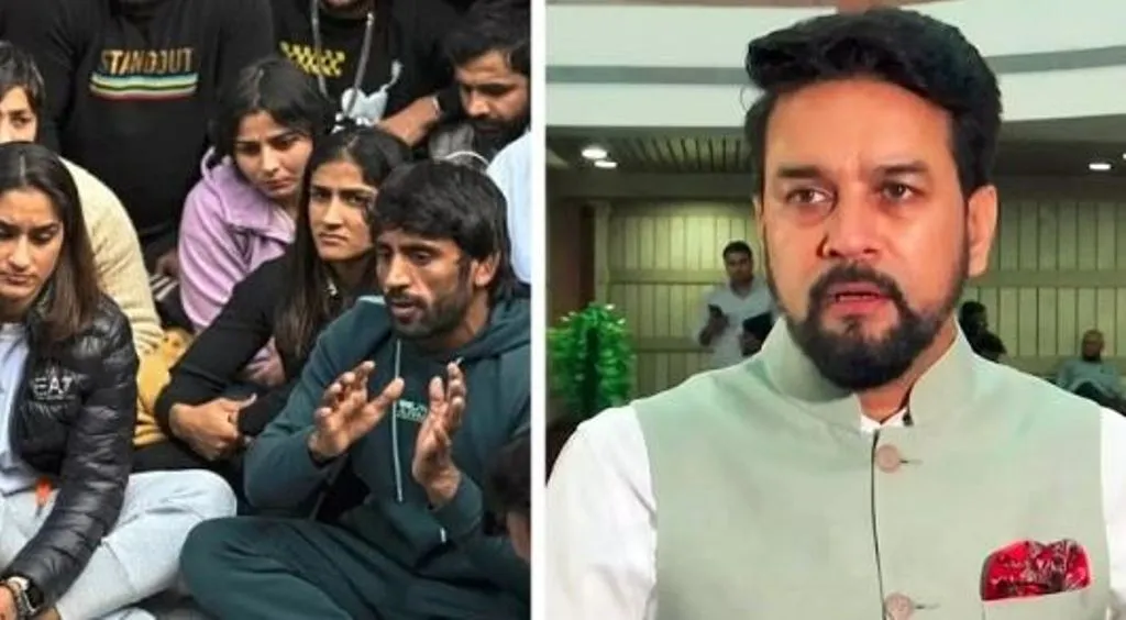 सरकार के बुलावे पर खेल मंत्री अनुराग ठाकुर से मिले शीर्ष पहलवान
