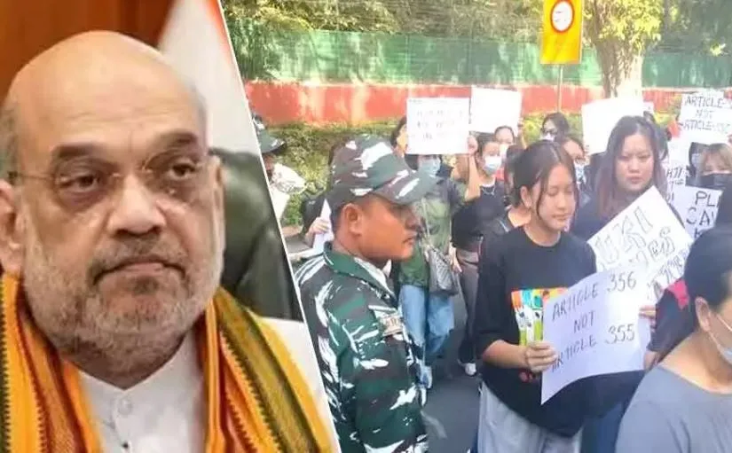 मणिपुर हिंसा: कुकी समुदाय के सदस्यों ने अमित शाह के आवास के बाहर किया प्रदर्शन 