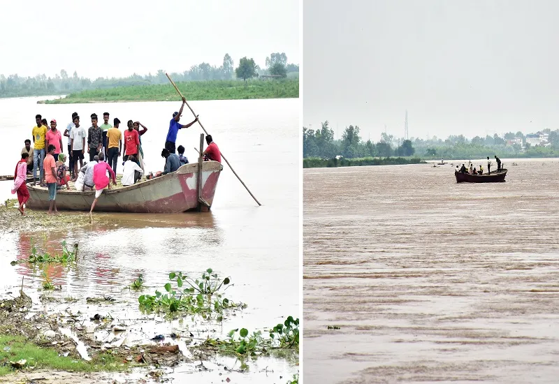 मुरादाबाद में रामगंगा नदी खतरे के निशान से सिर्फ 82 सेंटीमीटर दूर, किसान बोले- पुल टूटने से बढ़ी परेशानी...नाव का ले रहे सहारा