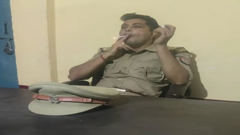 अलीगढ़: नशेबाज दारोगा ने पुलिस चौकी को बनाया नशे का अड्डा, सिगरेट पीते फोटो वायरल
