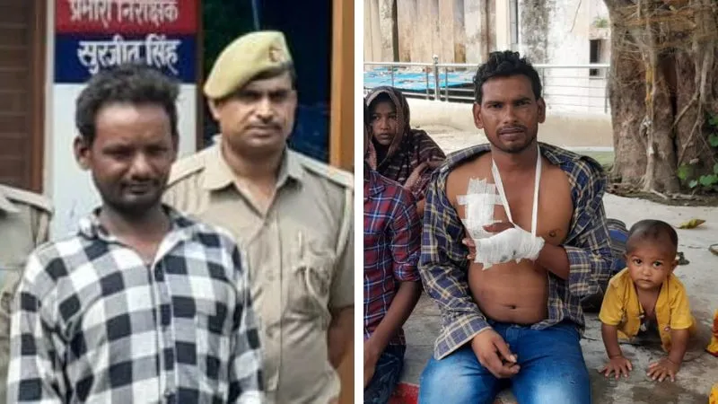 Kanpur Dehat : साढ़ू पर हमला कर भागे आरोपी ने पुलिस टीम पर झोंका फायर, तमंचे में कारतूस फंसने पर पकड़ा गया