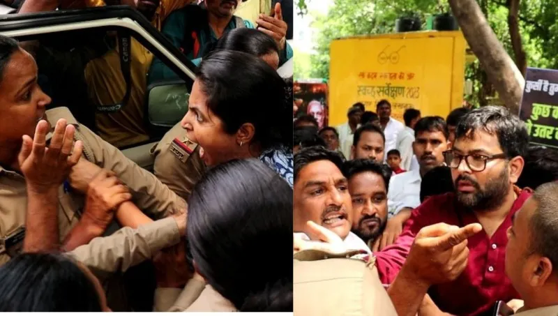 Manipur Violence : महिलाओं से दुष्कर्म पर AAP का जोरदार प्रदर्शन, पुलिस से भिड़े कार्यकर्ता 