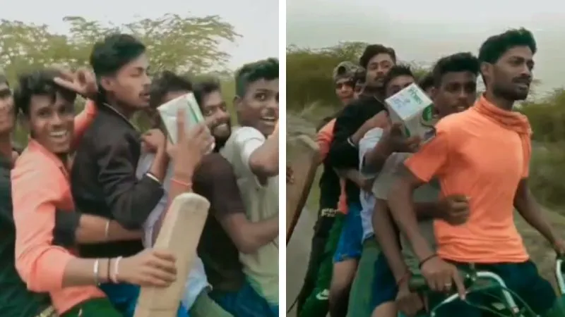VIDEO : Unnao में एक बाइक पर सात लोग बैठ कर रहे थे स्टंट, देखते ही लोगों की छूट गई हंसी, कटा 16 हजार का चालान