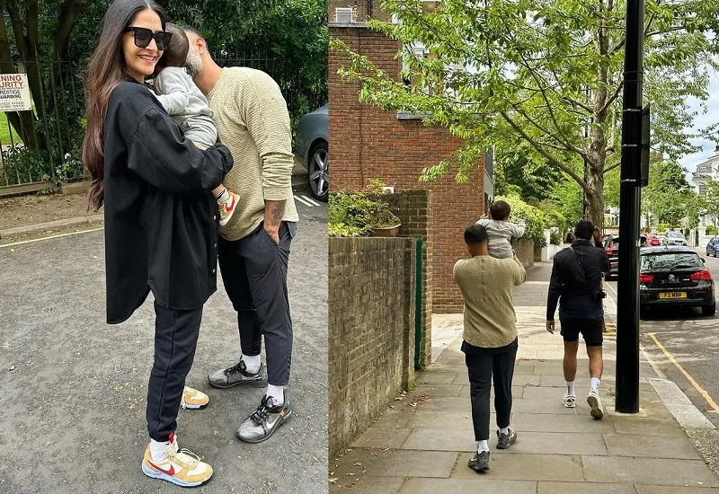 लंदन में फैमिली संग वेकेशन बना रही हैं सोनम कपूर, बेटे वायु के स्नीकर्स पर टिकीं फैंस की नजर