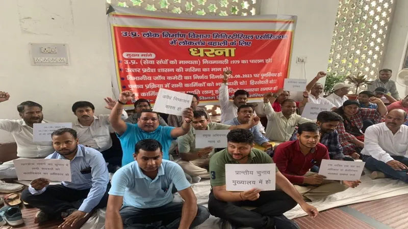 लखनऊ: लोकतंत्र की बहाली के लिए लोक निर्माण विभाग कर्मचारियों ने किया प्रदर्शन 