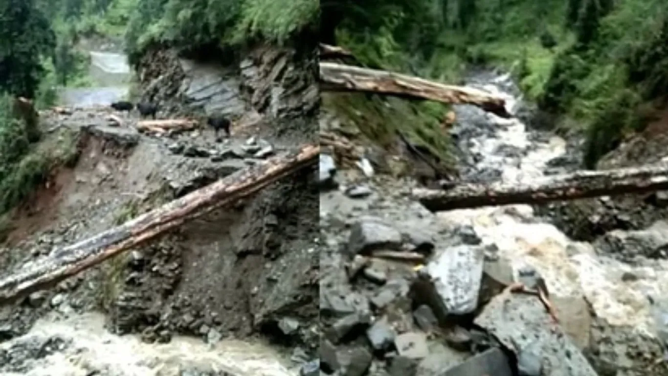 हिमाचल के खनेरनाला में बादल फटा, 60 मीटर हिस्सा बहा, आठ पंचायतों का संपर्क टूटा 