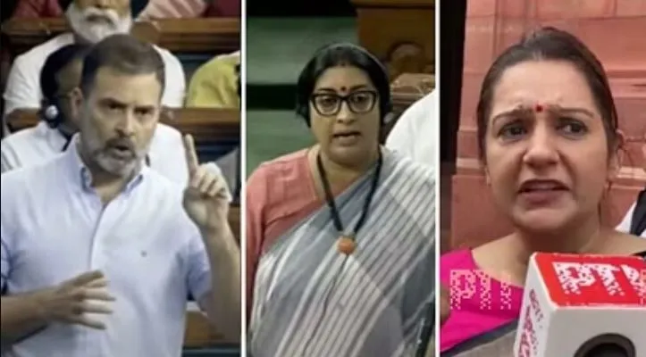 राहुल गांधी का ‘फ्लाइंग किस’, महिलाओं का अपमान : स्मृति ईरानी