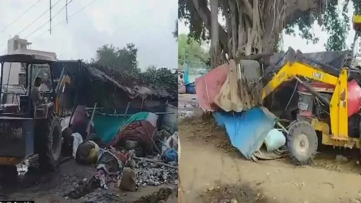 हिंसा प्रभावित नूंह में ध्वस्तीकरण अभियान जारी, 2.6 एकड़ भूमि पर बना अवैध निर्माण जमींदोज