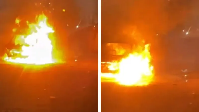 Fire In Kanpur: चलती कार में लगी आग… उठने लगी ऊंची-ऊंची लपटें, चालक गाड़ी से कूदा, फायर ब्रिगेड ने पाया काबू