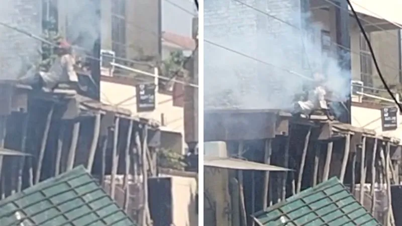 VIDEO: हाईटेंशन लाइन की चपेट में आया युवक... मौत, नीचे गिरने पर धड़ कटकर हुआ अलग, स्लैप डालने का कर रहा था काम