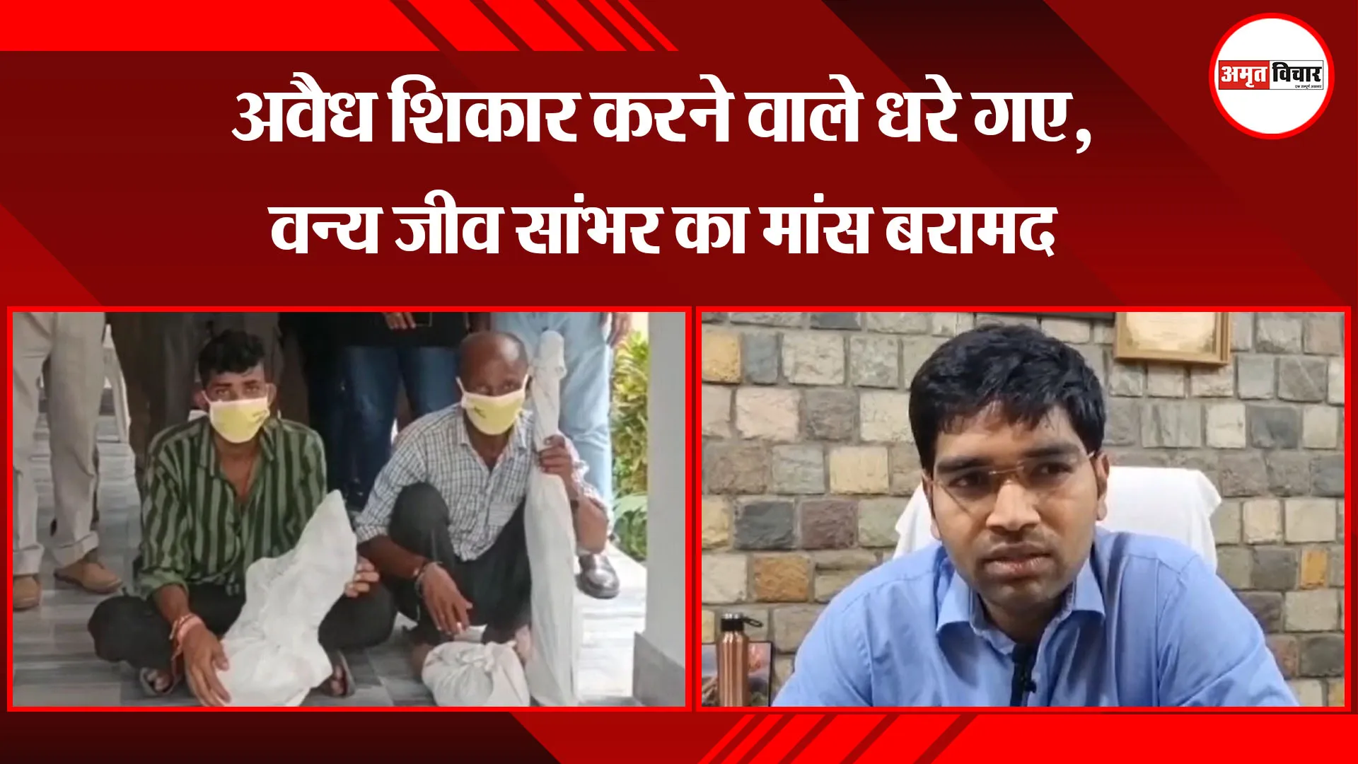 कालाढूंगी: अवैध शिकार करने वाले धरे गए, वन्य जीव सांभर का मांस बरामद