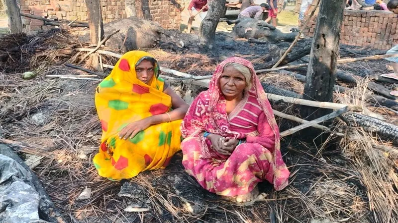 बहराइच: अज्ञात कारणों से मकान में लगी आग, तीन मवेशियों की जलकर मौत, लाखों का हुआ नुकसान