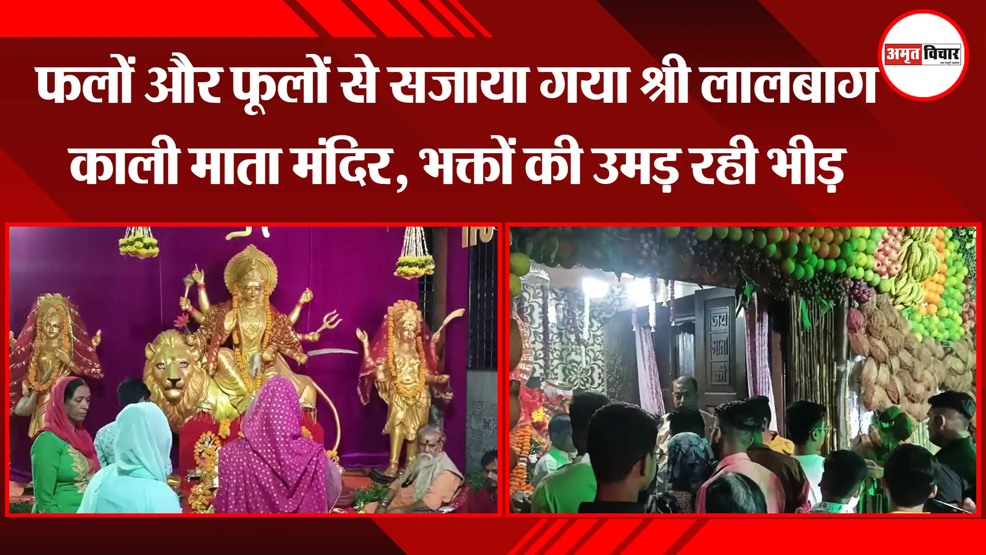 मुरादाबाद: फलों और फूलों से सजाया गया श्री लालबाग काली माता मंदिर, भक्तों की उमड़ रही भीड़