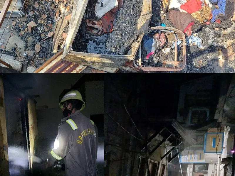 मुरादाबाद : तीन मंजिला घर में लगी आग, सारा सामान जलकर राख, फंसे 12 लोगों को बचाया सुरक्षित