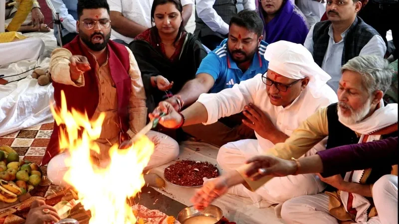 World Cup 2023 : भारत की जीत के लिए कांग्रेस ने किया हवन-पूजन, अजय राय बोले - जीतेगा INDIA