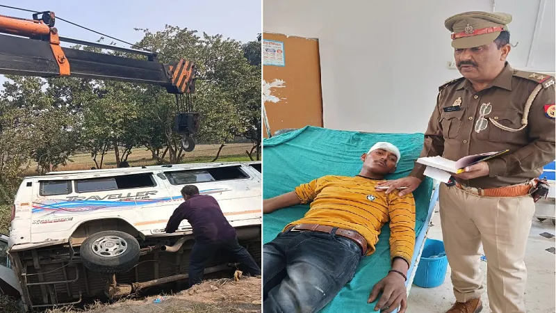 मुरादाबाद: जम्मू से मजदूरों को लेकर रायबरेली जा रही बस पलटी, बाल-बाल बचे श्रमिक