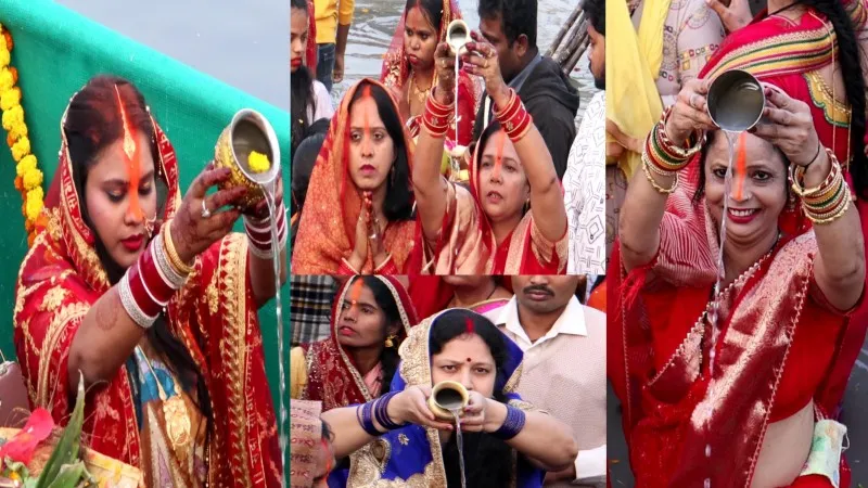 लखनऊ: उगते सूर्य को अर्घ्य देकर संपन्न हुआ छठ महापर्व, 36 घंटे बाद व्रती महिलाओं ने खोला व्रत