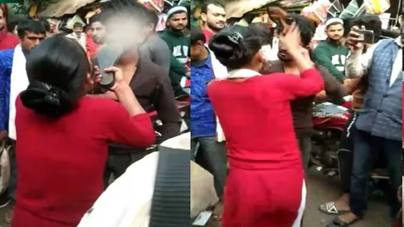बांदा: युवती ने सरेबाजार युवक को दे दनादन मारे कई चप्पल, बोले एएसपी- जांच के बाद की जायेगी कार्यवाही 