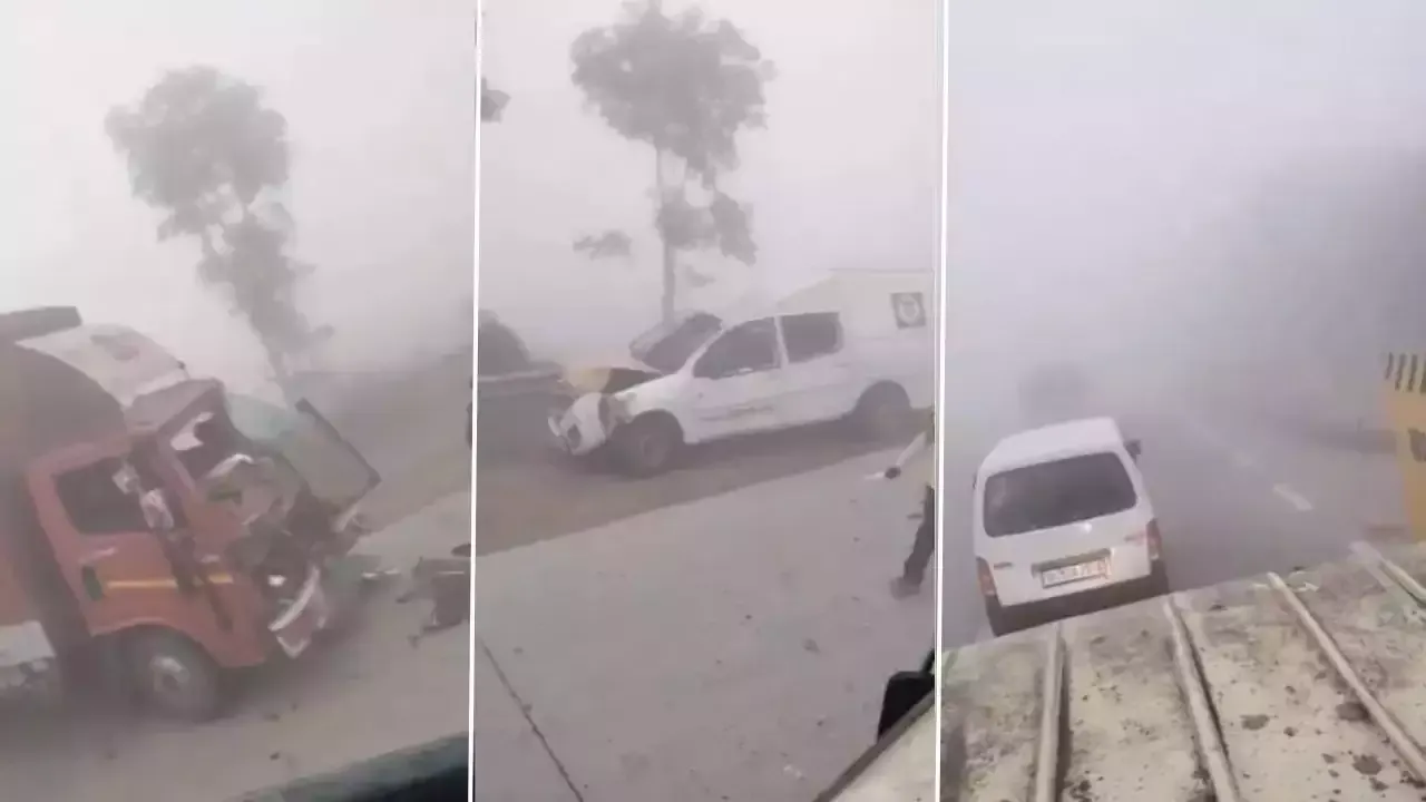 ग्रेटर नोएडा में कोहरे के कारण एक्सप्रेस-वे पर कई गाड़ियां आपस में टकराईं, दर्जनों घायल